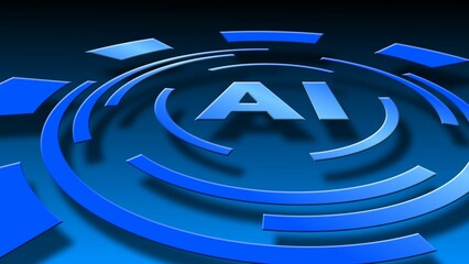 AI letters in the middle of circle segments with shadows - technology design concept - 3D Illustration