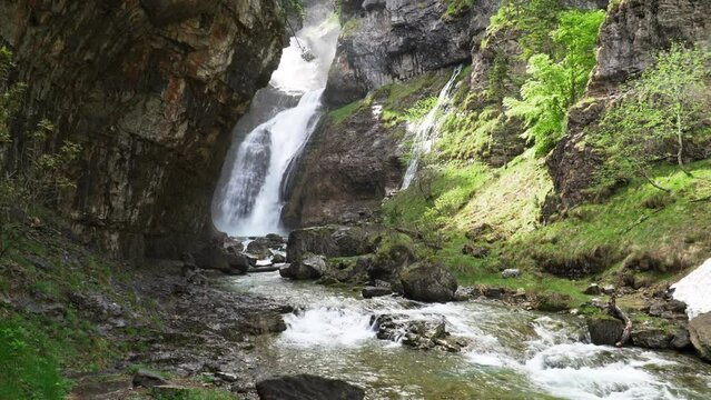 Overflowing Beauty at the Cascada del Estrecho: A Breathtaking 4K Video from Ordesa Meadow, Ordesa y Monte Perdido National Park, Aragon Pyrenees, Huesca, Spain