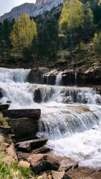 Spring Splendor at the Gradas de Soaso: A 4K video journey through the Ordesa Meadow, Ordesa y Monte Perdido National Park, Aragon Pyrenees, Huesca, Spain.