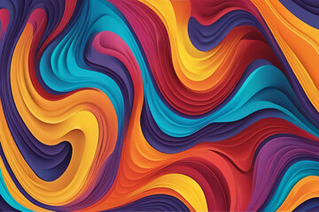 three abstract with colorful wavy shapes
