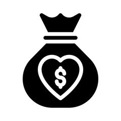 money bag glyph icon