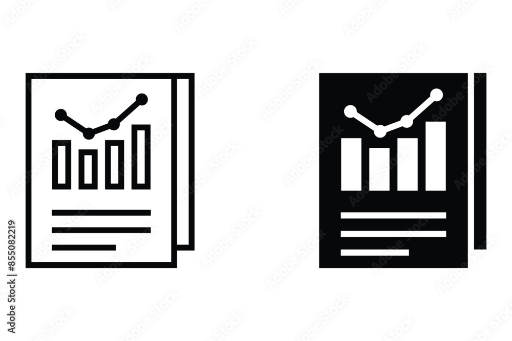 Poster report icon. report outline icons such as pie chart, graph on board, clipboard, chart. editable repo