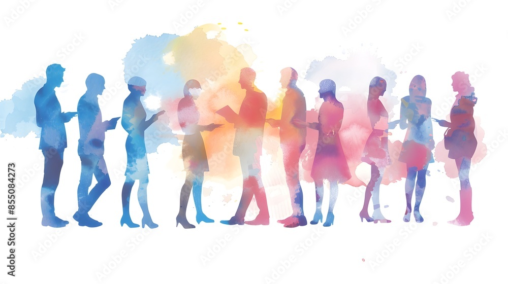 Aufkleber diverse group of professionals collaborating and networking at a business event