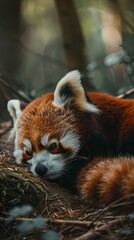 Fototapeta premium realistic little red panda