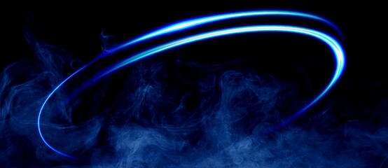 glitter ring with blue smoke abstract background illustration 