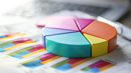 Fototapeta premium Professional online course on business strategy, illustrated with a pie chart in the interface.