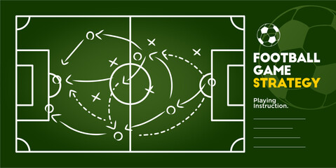 Green Chalkboard with soccer game tactic. Vector illustration. coach instruction Soccer team formation and tactic. Sport infographics element design template. © Ramosh Artworks