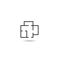 Obraz premium House plan simple flat icon with shadow