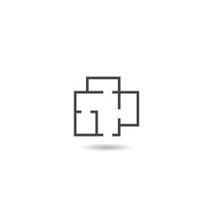 Obraz premium House plan simple flat icon with shadow
