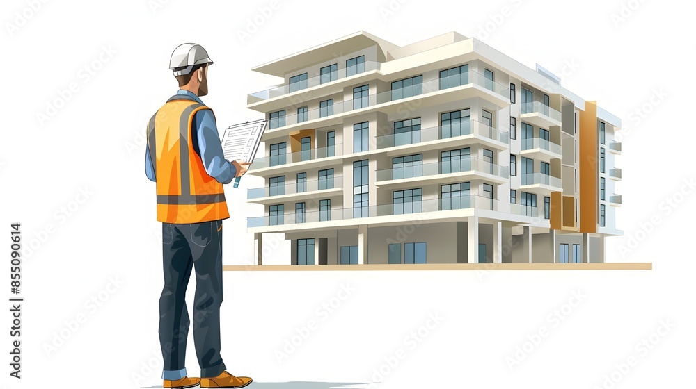 Poster structural engineer inspecting building with precision and expertise
