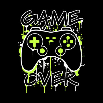 Vector gamepad illustration includes graffiti and slogan text. Perfect for t-shirts, posters, sticker printing, and other uses.