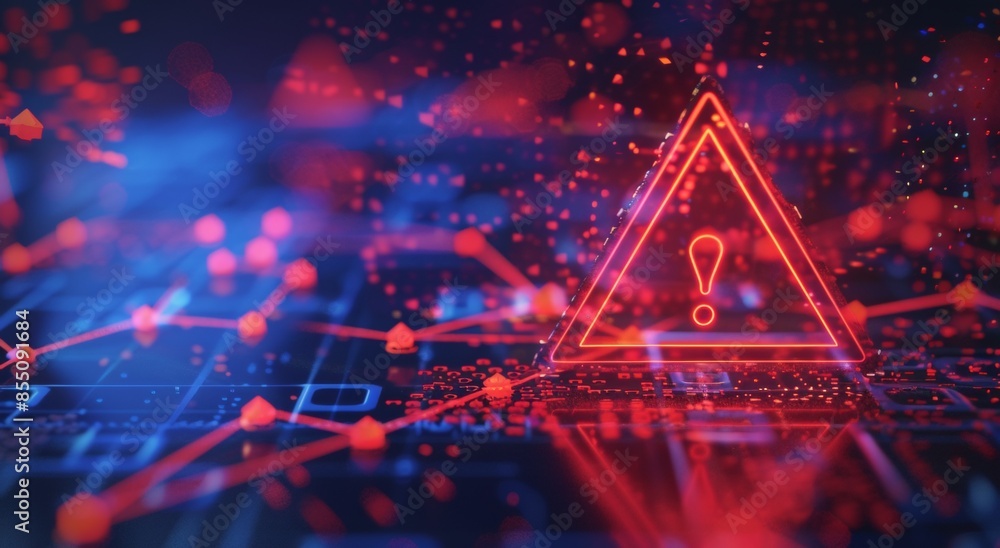Poster a glowing red triangle with an exclamation mark inside