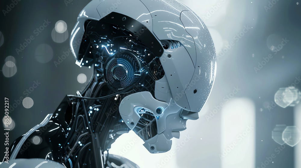 Aufkleber futuristic humanoid robot with advanced ai in a sleek design, showcasing innovation and technology i