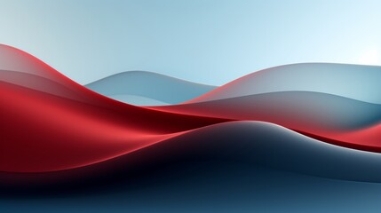 An abstract background featuring stylized waveforms rendered in a cool, technological color palette of red and grays.