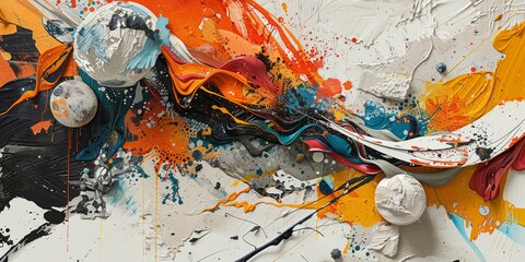 Dynamic Abstract Art with Bold Colors and Earthy Tones