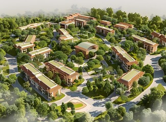 Fototapeta premium Aerial View of a University Campus