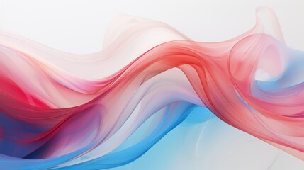 An abstract design featuring flowing lines and swirling shapes in shades of red and blue,
