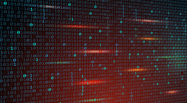 Binary number code colorful background for coding, digital technology, big data, information, and security.