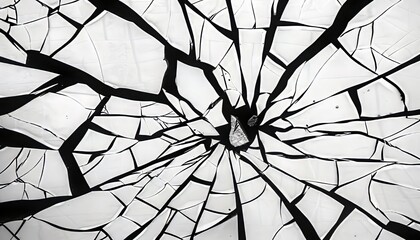 Obraz premium Broken Glass Crack in Black and White