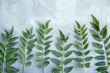 Green Leaves Pattern on Light Background