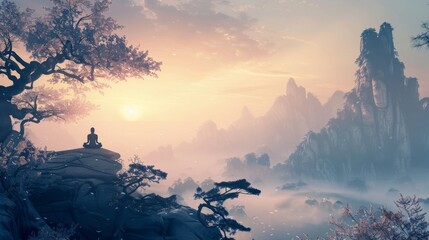 Fototapeta premium Meditation in the Mountains.