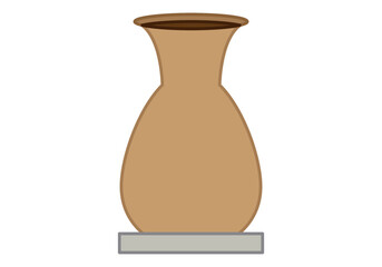 Jarrón marrón de arcilla en fondo blanco