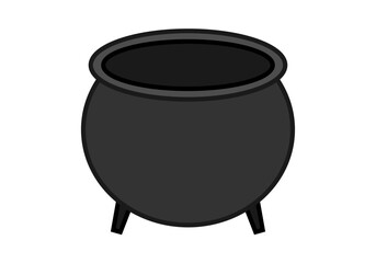 Caldero o pote negro en fondo blanco