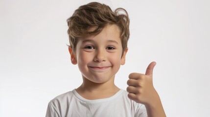 A handsome boy with a thumbs-up, symbolizing positivity and approval. isolated white background