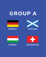 Group A Flag European Nations 2024 Teams Countries European Germany Football Symbol Logo Design Vector Illustration