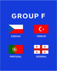 Group F Flag European Nations 2024 Teams Countries European Germany Football Symbol Logo Design Vector Illustration