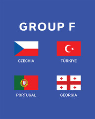 Group F Flag European Nations 2024 Teams Countries European Germany Football Symbol Logo Design Vector Illustration
