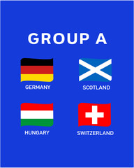 Group A Flag Ribbon European Nations 2024 Teams Countries European Germany Football Symbol Logo Design Vector Illustration