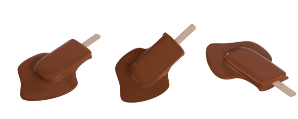 Isolated Chocolate Popsicle Transparent Background Set