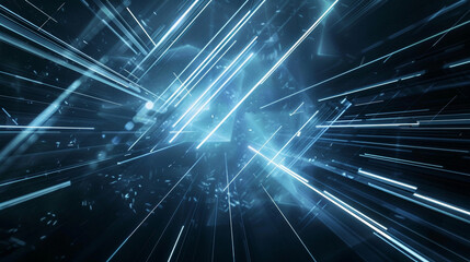 Fototapeta premium Sky blue, Black and White glowing abstract geometric lines. PowerPoint and Business background.