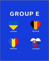 Group E Flag Heart European Nations 2024 Teams Countries European Germany Football Symbol Logo Design Vector Illustration