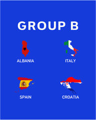 Group B Flag Map European Nations 2024 Teams Countries European Germany Football Symbol Logo Design Vector Illustration
