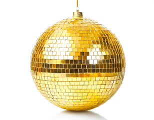 Obraz premium Goldene Discokugel isoliert auf weißen Hintergrund, Freisteller 