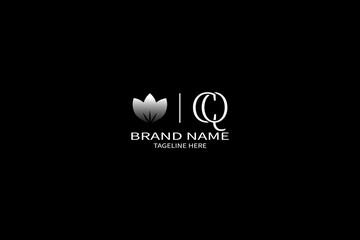 Obraz premium CQ LETTER LOGO Design ONE BLACK BACKGROUND