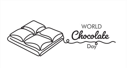 World Chocolate day. Continuous one line drawing of opened chocolate bar hand drawn vector illustration. Single line drawing.