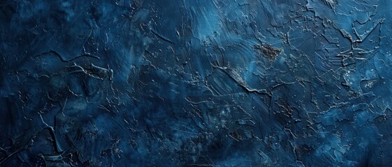 Obraz premium Dark blue textured abstract composition with rough surface patterns and brush strokes.