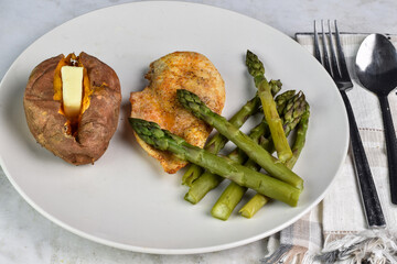 seasoned chicken breast  with asparagus