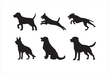 Dogs collection silhouettes vector illustration