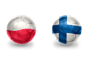 Fototapeta premium football balls with national flags of finland and poland ,soccer teams. on the white background.