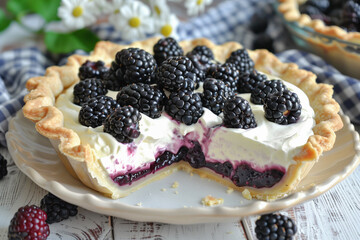 Easy Blackberry Cream Pie. Delightful and refreshing dessert that combines the tartness of blackberries with the smoothness of cream filling