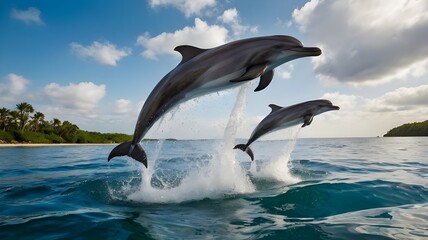 Fototapeta premium dolphin jumping out of water
