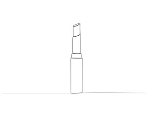 Continuous one line drawing of lipstick. One line drawing illustration of lipstick. Cosmetic makeup concept single line. Editable outline.