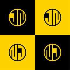 Simple JN and NJ Letter Circle Logo Set, suitable for business with JN and NJ initials