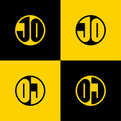 Simple JO and OJ Letter Circle Logo Set, suitable for business with JO and OJ initials