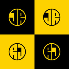 Simple JR and RJ Letter Circle Logo Set, suitable for business with JR and RJ initials