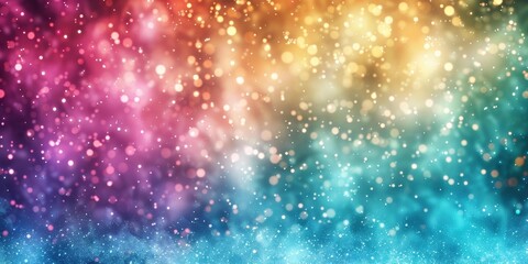 Obraz premium Artistic display of shimmering bokeh lights in vibrant blue and warm golden hues, creating a captivating and glowing pattern against a dark background.